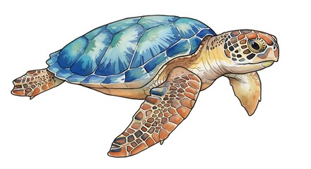 Obraz premium Ocean Wanderer: A Detailed Colored Pencil Study AI Generated