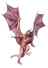 3D Rendering Fairy Tale Dragon on White