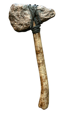 3D Rendering Hand Axe on White