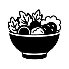 salad bowl icon, salad bowl line art - simple line art of salad bowl, perfect for salad bowl logos and icons
