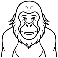 Continuous Line Orangutan Art in Vector