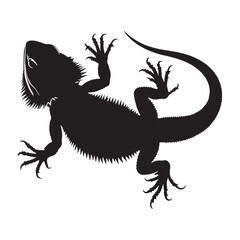 Distinct Bearded Dragon silhouette, standing proud with its beard extended – Bearded Dragon illustration – Bearded Dragon vector – Reptile silhouette

