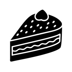 slice of cake icon, slice of cake line art - simple line art of slice of cake, perfect for slice of cake logos and icons