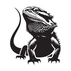 Dynamic Bearded Dragon silhouette, perfectly adapted to its environment – Bearded Dragon illustration – Bearded Dragon vector – Reptile silhouette

