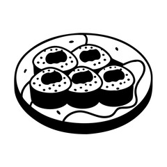 sushi platter icon, sushi platter line art - simple line art of sushi platter, perfect for sushi platter logos and icons