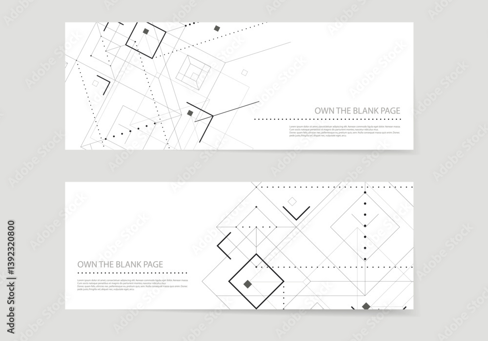 Poster Abstract geometric connect lines and dots. Futuristic data network presentation. Simple science graphic background
