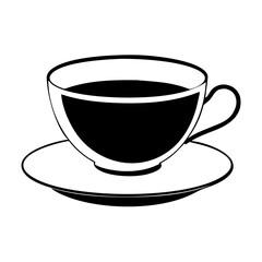 tea cup with saucer icon, tea cup with saucer line art - simple line art of tea cup with saucer, perfect for tea cup with saucer logos and icons