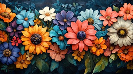 Vibrant Floral Arrangement Showcasing a Diverse Collection of Colorful Blooms