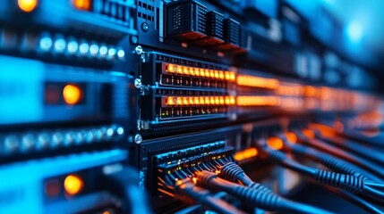 A server room with bright lights and cables showing off the technology infrastructure. Suitable for technical articles and hardware reviews.