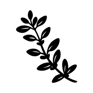 recommend clip art: thyme sprig icon, thyme sprig line art - simple line art of thyme sprig, perfect for thyme sprig logos and icons