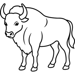 Elegant Bison Vector in Single Line