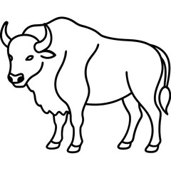 Elegant Bison Vector in Single Line