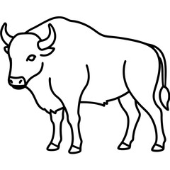 Elegant Bison Vector in Single Line