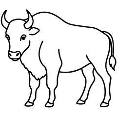 Elegant Bison Vector in Single Line