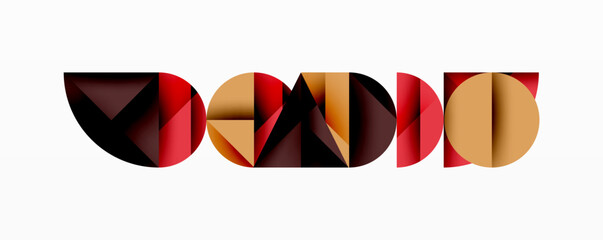 abstract geometric shapes, red, brown, gold tones, modern design, overlapping forms, artistic composition, digital illustration, minimalist aesthetic, vibrant colors.
