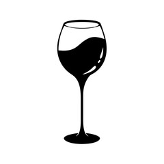 wine glass icon, wine glass line art - simple line art of wine glass, perfect for wine glass logos and icons