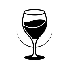 wine glass icon, wine glass line art - simple line art of wine glass, perfect for wine glass logos and icons