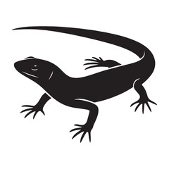 Naklejka premium Sleek Skink silhouette, agile and swift in the wild – Skink illustration – Minimalist Skink vector – Lizard silhouette