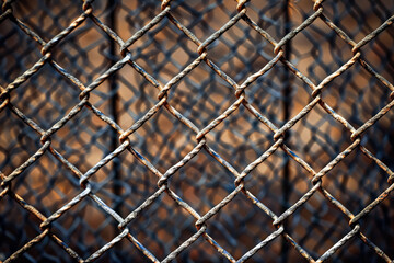 Fototapeta premium Close up of a rusty chain link fence