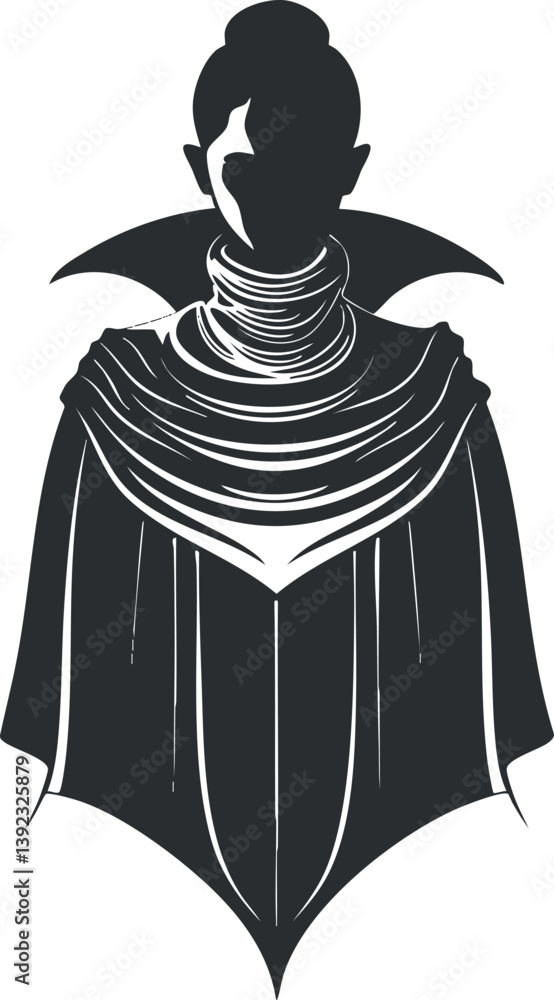 Poster silhouette of a vampire in a cloak, capturing a mysterious and gothic atmosphere.