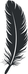 Obraz premium Black and white feather silhouette illustration, showcasing an elegant and minimalist design.
