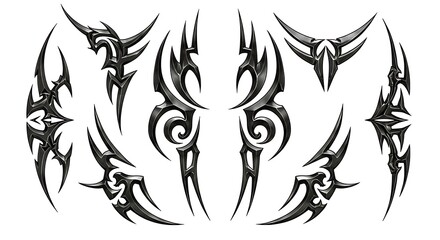 Fototapeta premium Tribal Tattoo Designs: Steel & Shadow AI Generated