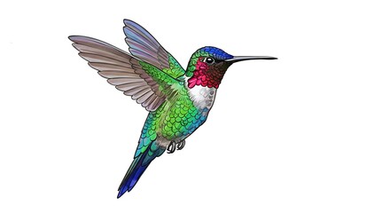 Obraz premium Vibrant Hummingbird: A Detailed Colored Pencil Study AI Generated