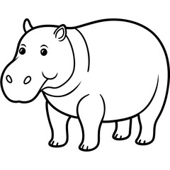 Elegant One-Stroke Hippopotamus Vector