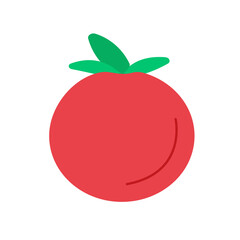 Flat vector illustration of a red tomato isolated on a white background