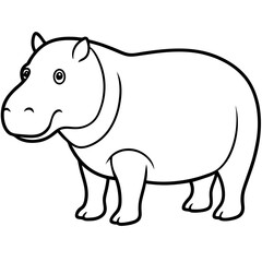 Elegant One-Stroke Hippopotamus Vector