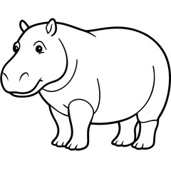 Elegant One-Stroke Hippopotamus Vector