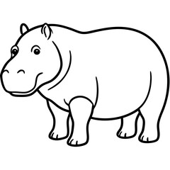 Fototapeta premium Elegant One-Stroke Hippopotamus Vector