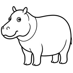 Elegant One-Stroke Hippopotamus Vector