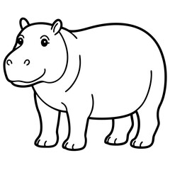 Elegant One-Stroke Hippopotamus Vector