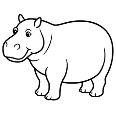 Elegant One-Stroke Hippopotamus Vector