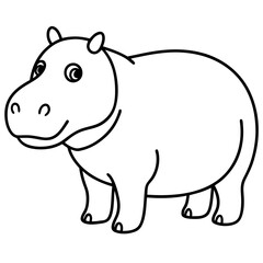 Elegant One-Stroke Hippopotamus Vector