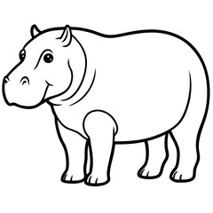 Elegant One-Stroke Hippopotamus Vector
