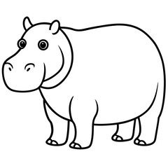 Elegant One-Stroke Hippopotamus Vector
