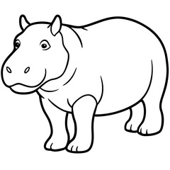 Elegant One-Stroke Hippopotamus Vector