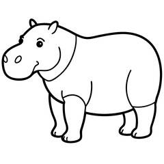 Elegant One-Stroke Hippopotamus Vector