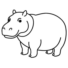 Elegant One-Stroke Hippopotamus Vector