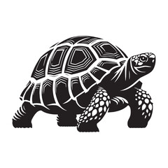 Timeless Sulcata Tortoise silhouette, moving gracefully across the landscape – Sulcata Tortoise illustration – Sulcata Tortoise vector – Reptile silhouette

