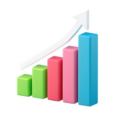 Playful 3D Visualization of Rising Bar Chart in Business Environment