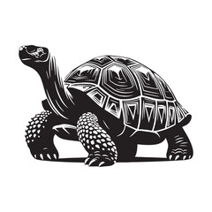 Ancient Sulcata Tortoise silhouette, representing a creature that has lived for centuries – Sulcata Tortoise illustration – Sulcata Tortoise vector – Reptile silhouette


