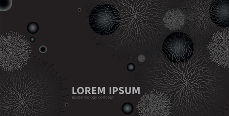 Mycelium roots pattern. Scientific medical banner template with Mold fungi pattern. Mycelium fungus Macro. Vector illustration.
