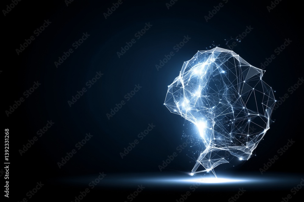Poster ai technology and brain data, combined with robotic and chemical molecules, atom cell science, onlin