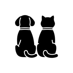 Dog and Cat Back-to-Back Sitting Pose Icon