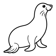 Elegant Seal Line Art Vector