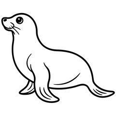 Elegant Seal Line Art Vector