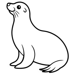 Elegant Seal Line Art Vector